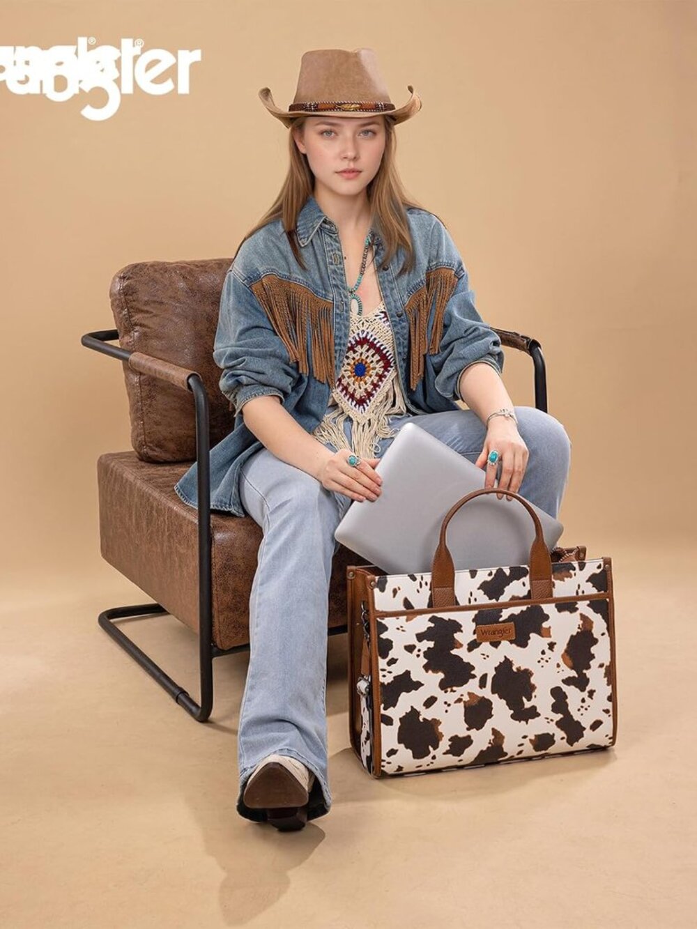 Wrangler Laptop Bag for Women 15.6 Inch Vintage Work Tote Bag for Business Brief - Picture 2 of 6